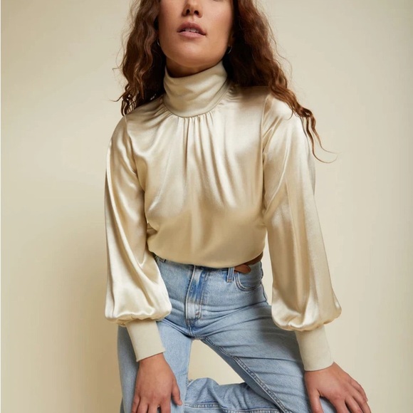 Nation LTD - Anne Feminine Turtleneck in White Chocolate - Picture 1 of 14